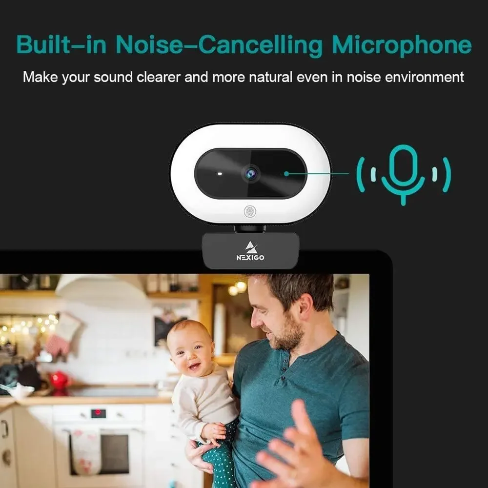 NEW NEXIGO Black White Ring Light Auto Focus Microphone Video Camera WebCam